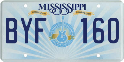 MS license plate BYF160