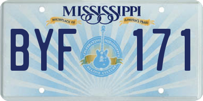 MS license plate BYF171