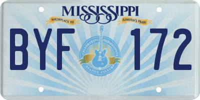 MS license plate BYF172