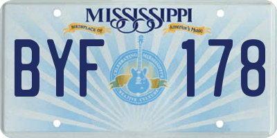 MS license plate BYF178