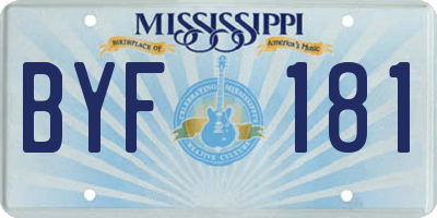 MS license plate BYF181