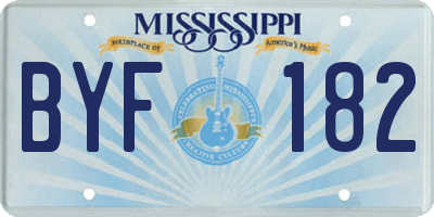 MS license plate BYF182