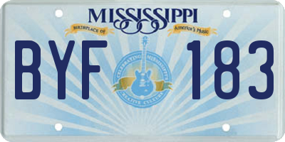 MS license plate BYF183