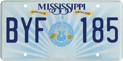 MS license plate BYF185