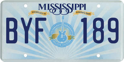 MS license plate BYF189