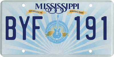 MS license plate BYF191