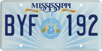 MS license plate BYF192