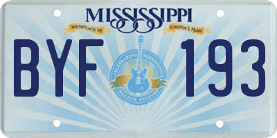 MS license plate BYF193