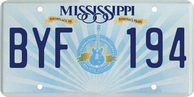 MS license plate BYF194