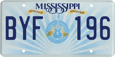 MS license plate BYF196