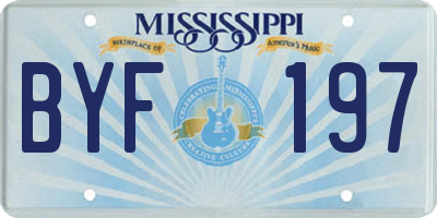 MS license plate BYF197