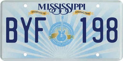 MS license plate BYF198