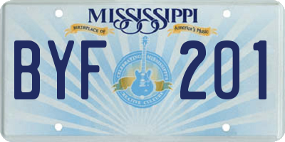 MS license plate BYF201