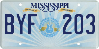 MS license plate BYF203