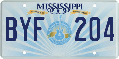 MS license plate BYF204