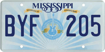 MS license plate BYF205