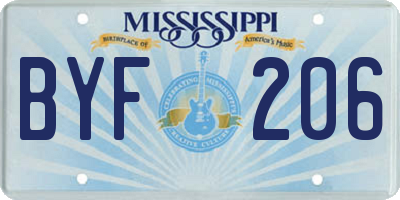 MS license plate BYF206