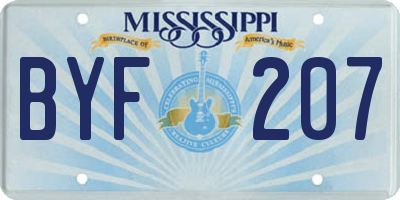 MS license plate BYF207