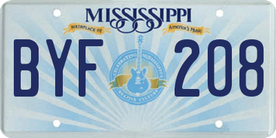 MS license plate BYF208