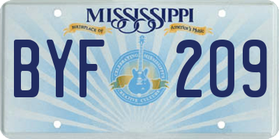 MS license plate BYF209