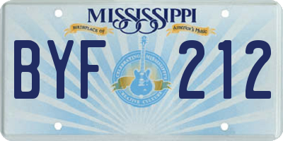 MS license plate BYF212