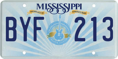 MS license plate BYF213