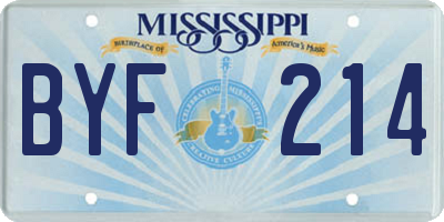MS license plate BYF214
