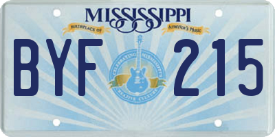MS license plate BYF215