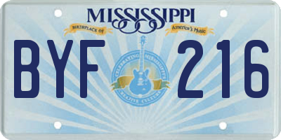 MS license plate BYF216