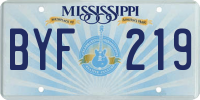MS license plate BYF219