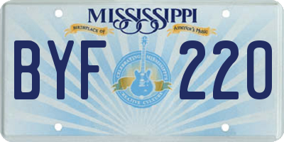 MS license plate BYF220