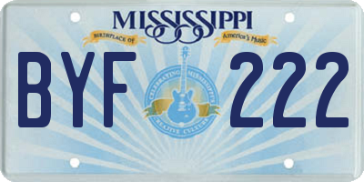 MS license plate BYF222