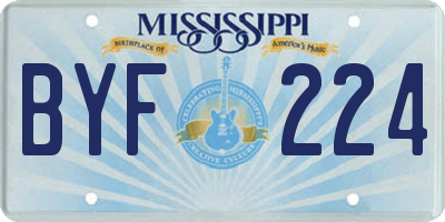 MS license plate BYF224