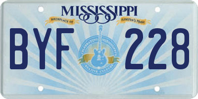MS license plate BYF228