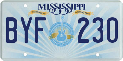 MS license plate BYF230