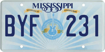 MS license plate BYF231