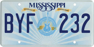 MS license plate BYF232