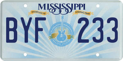 MS license plate BYF233