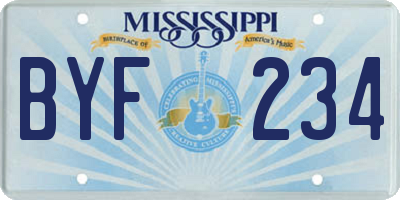 MS license plate BYF234