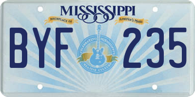 MS license plate BYF235