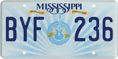 MS license plate BYF236