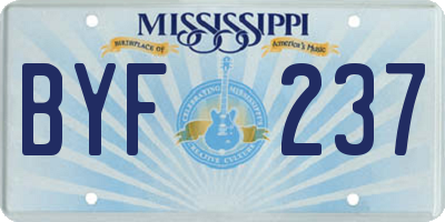 MS license plate BYF237