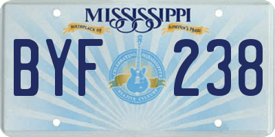 MS license plate BYF238
