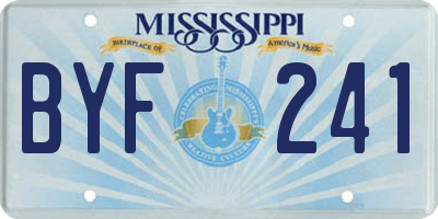 MS license plate BYF241