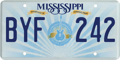 MS license plate BYF242