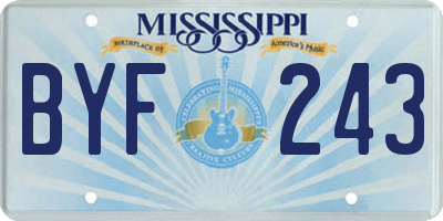 MS license plate BYF243