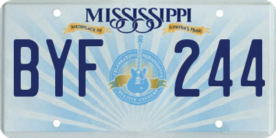 MS license plate BYF244