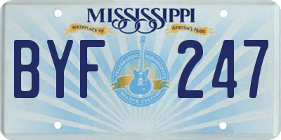 MS license plate BYF247
