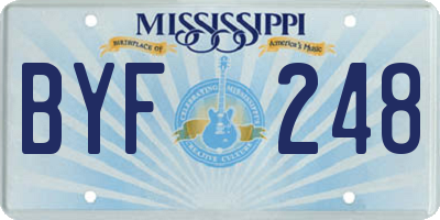 MS license plate BYF248