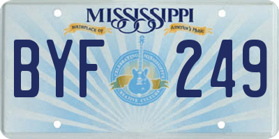 MS license plate BYF249